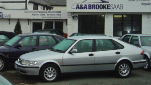 Vintage image outside A & A Brooke SAAB