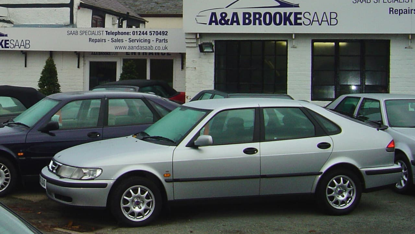 Vintage image outside A & A Brooke SAAB